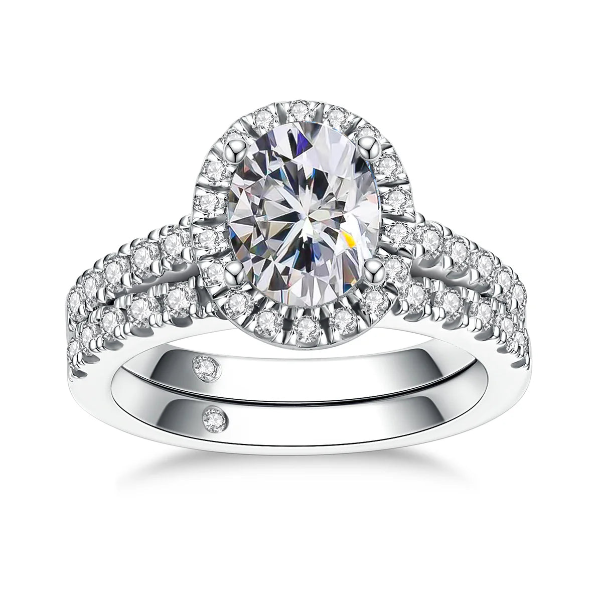 2CT Oval Cut Halo Moissanite Engagement Bridal Ring