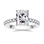 Radiant Cut Moissanite Engagement Ring Pavé Band (3CT)