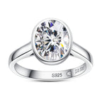 Oval Cut Bezel Moissanite Engagement Ring (3CT) Silver