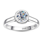 Round Cut Bezel Moissanite Ring 1 Carat Engagement Ring
