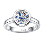(2CT) Round Cut Bezel Moissanite Engagement Ring