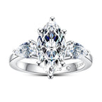 Marquise Cut 3 Stone Moissanite Engagement Ring (4CTTW) Silver