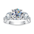 Luxury Round Cut 3 Stone Moissanite Engagement Ring (4.25CTTW)