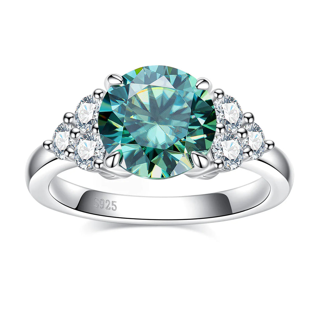 Round Cut Light Blue Moissanite Ring for Women (3.6CTTW)