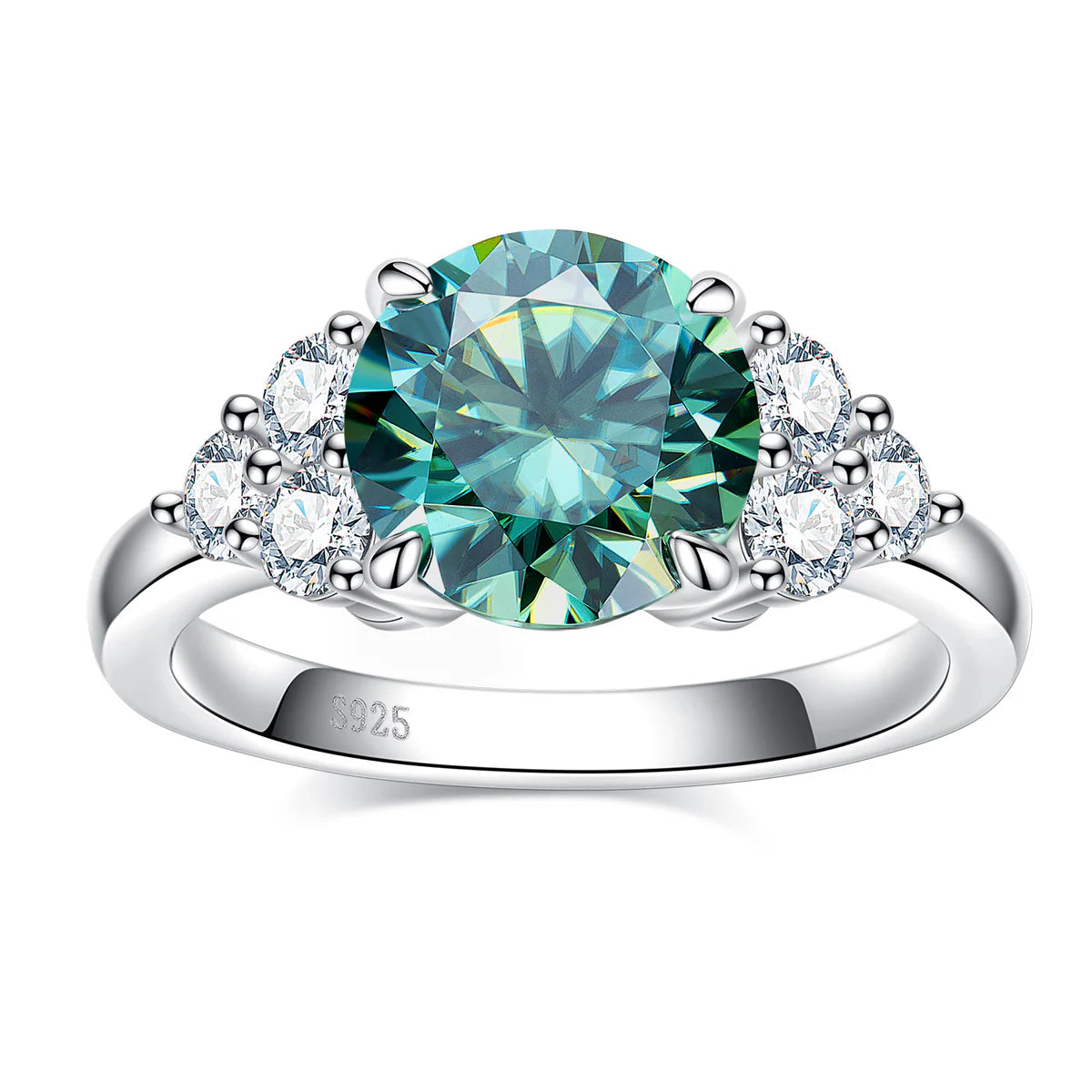 Round Cut Light Blue Moissanite Ring for Women (3.6CTTW)