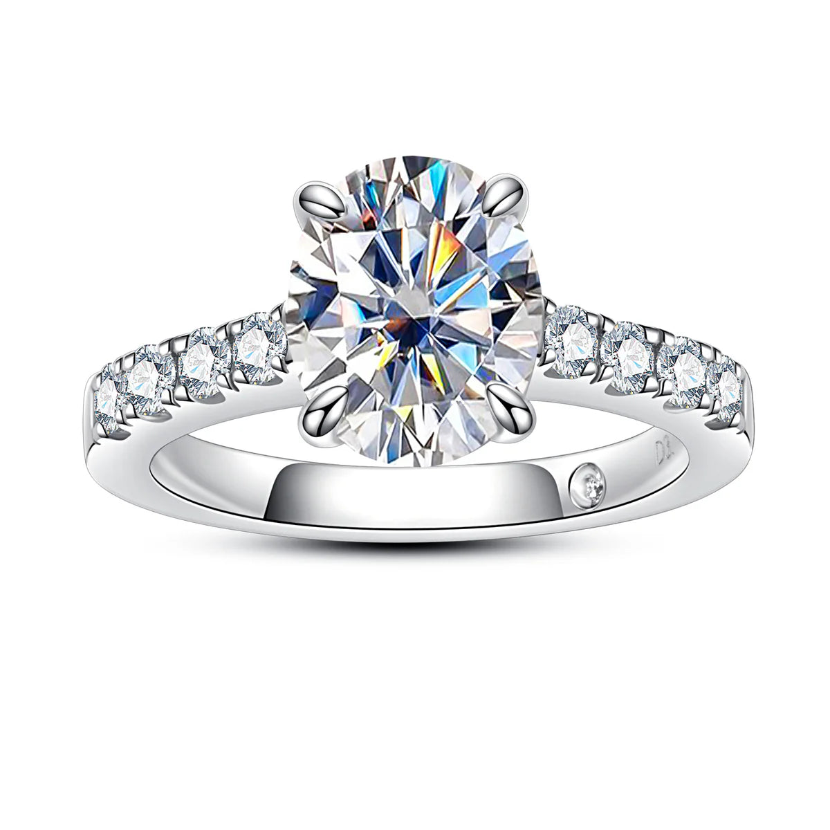 Oval Cut Pavé Moissanite Ring 3 Carat Engagement Ring