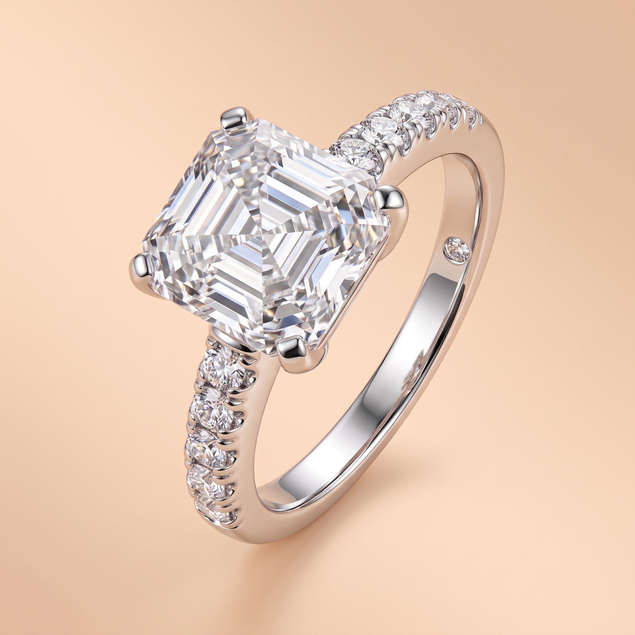 Radiant Cut Pavé Moissanite Engagement Ring