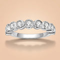 Round Cut 9 Stone Moissanite Wedding Band 0.9 cttw 925 Sterling Silver