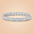 Round Cut Moissanite Silver Tennis Bracelet ( 11.1–13.8 CTTW ) Adjustable Fit