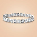 Round Cut Moissanite Silver Tennis Bracelet ( 11.1–13.8 CTTW ) Adjustable Fit