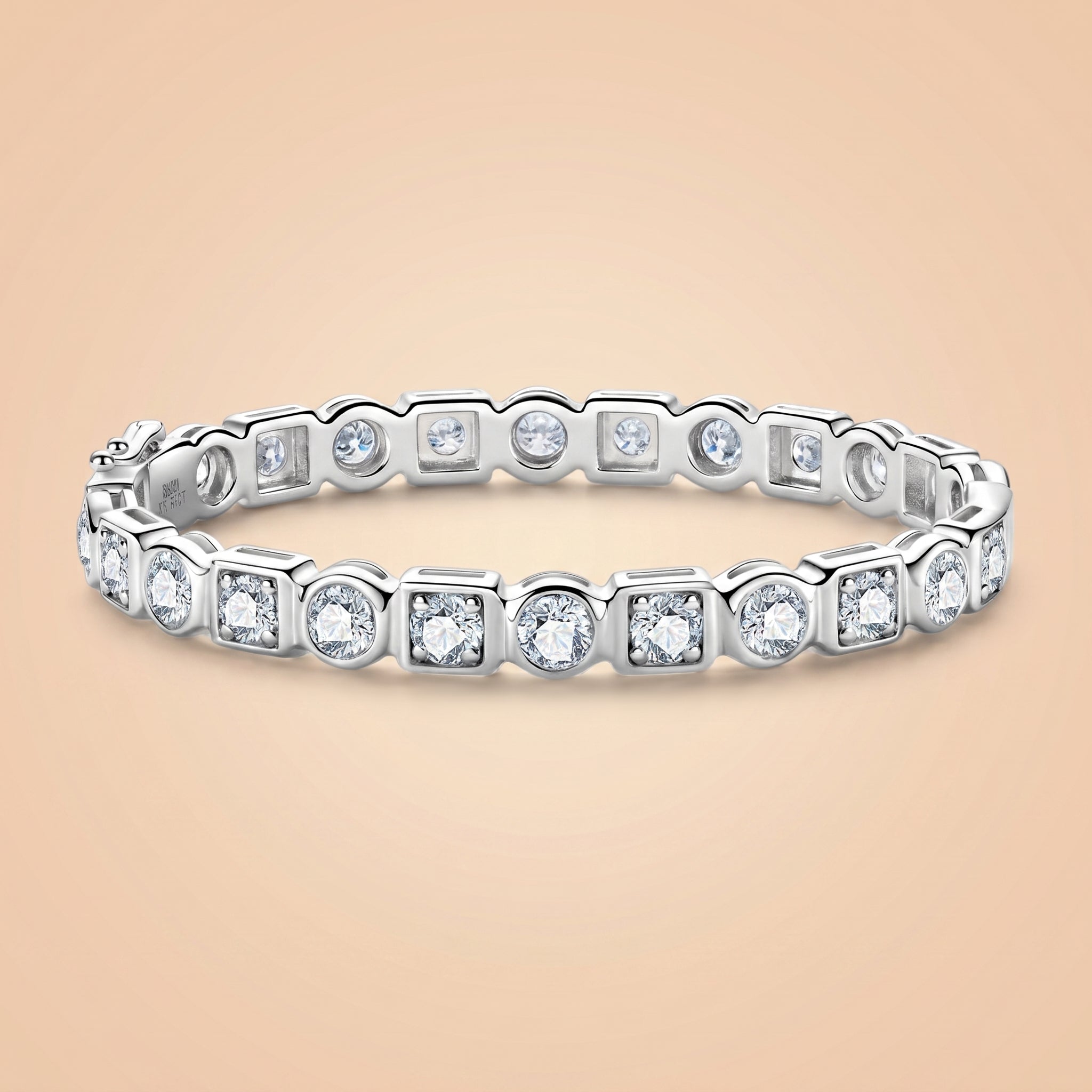 Sterling Silver Round Cut Bezel Set Moissanite Tennis Bracelet (8.0–10.4 Ct. Tw)