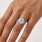Round Cut Halo Moissanite Engagement Ring 3.8CTTW