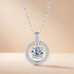 Montore 3 CT D Color Moissanite Halo Pendant Necklace