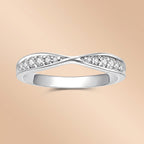 Round Cut Moissanite Bow Wedding Band 925 Sterling Silver model 01
