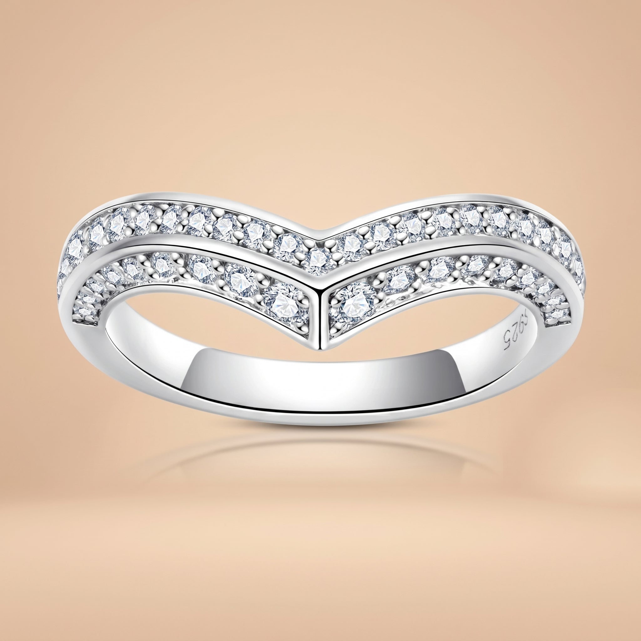 Round Cut Moissanite Crown Wedding Band 0.6 cttw 925 Sterling Silver