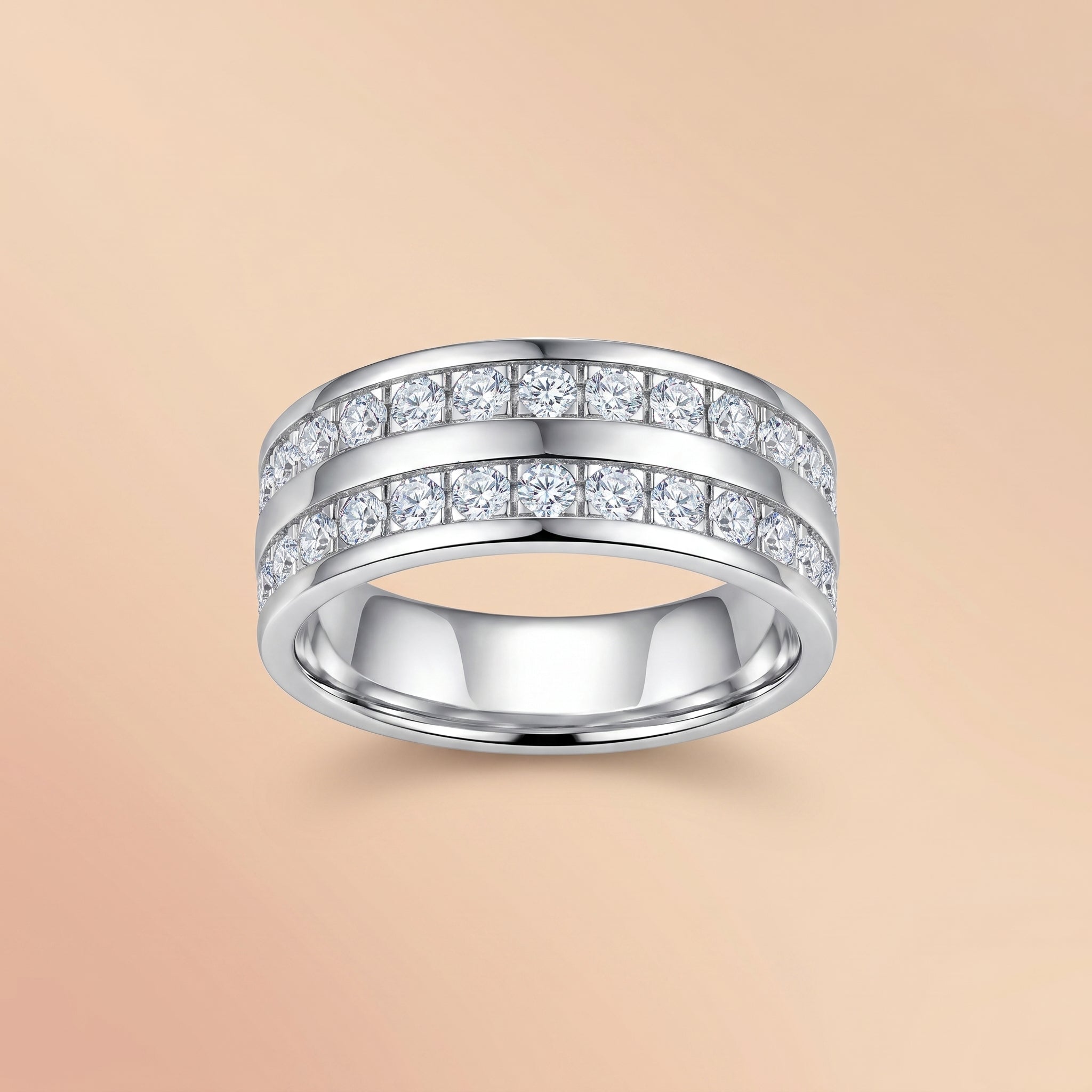 Round Cut Moissanite Men's Wedding Band 0.5 cttw 925 Sterling Silver