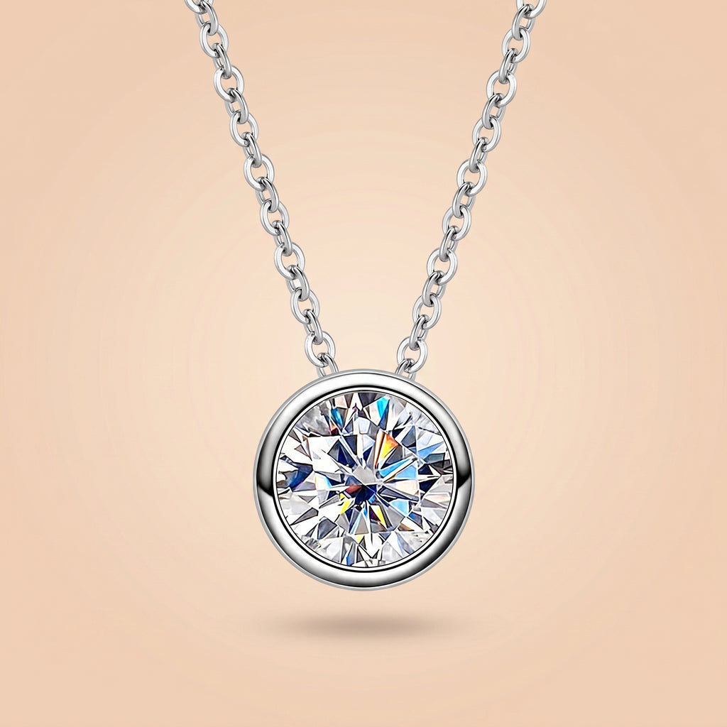 Round Cut Moissanite Pendant Necklace for Women (0.5-5 ct)