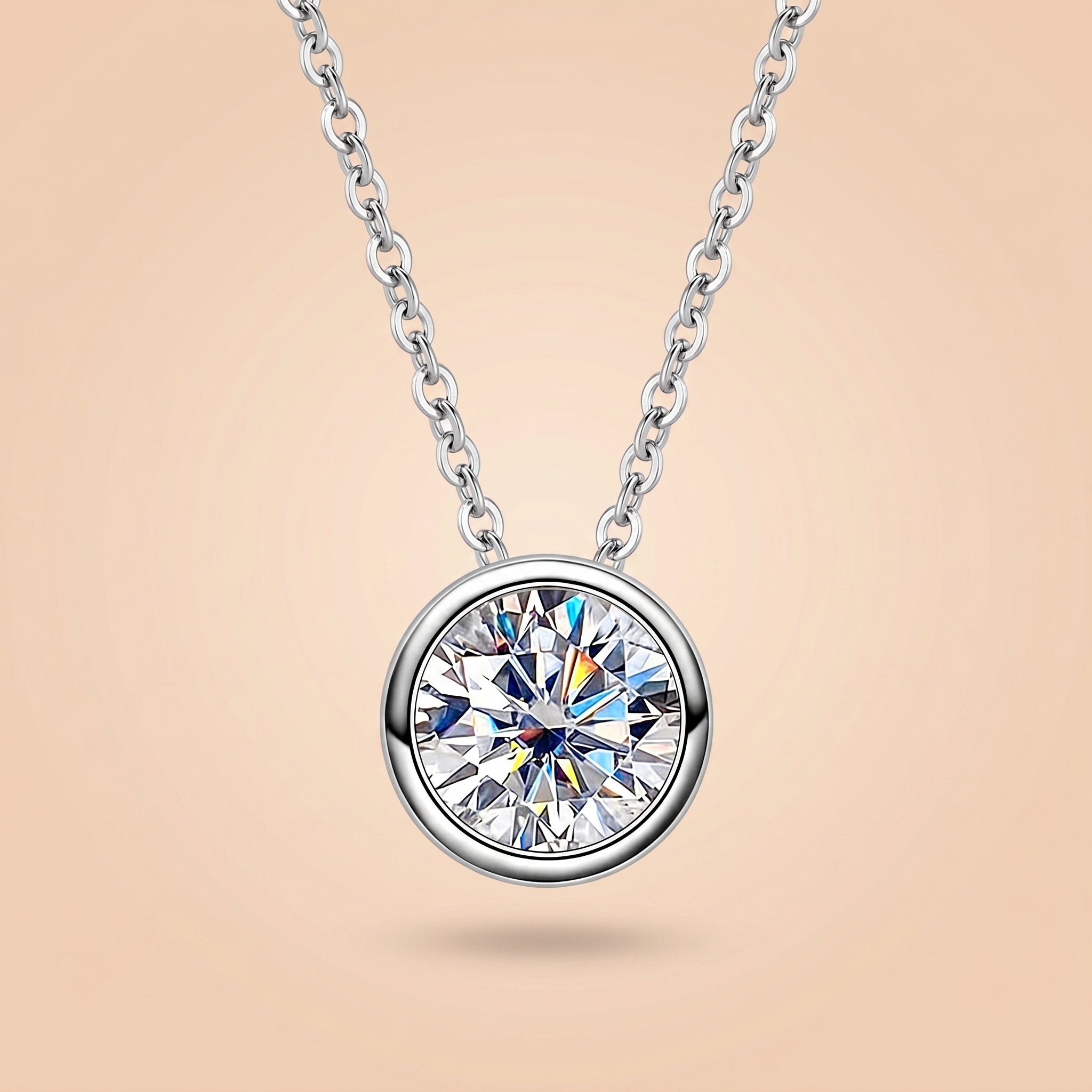Round Cut Moissanite Pendant Necklace for Women (0.3ct)