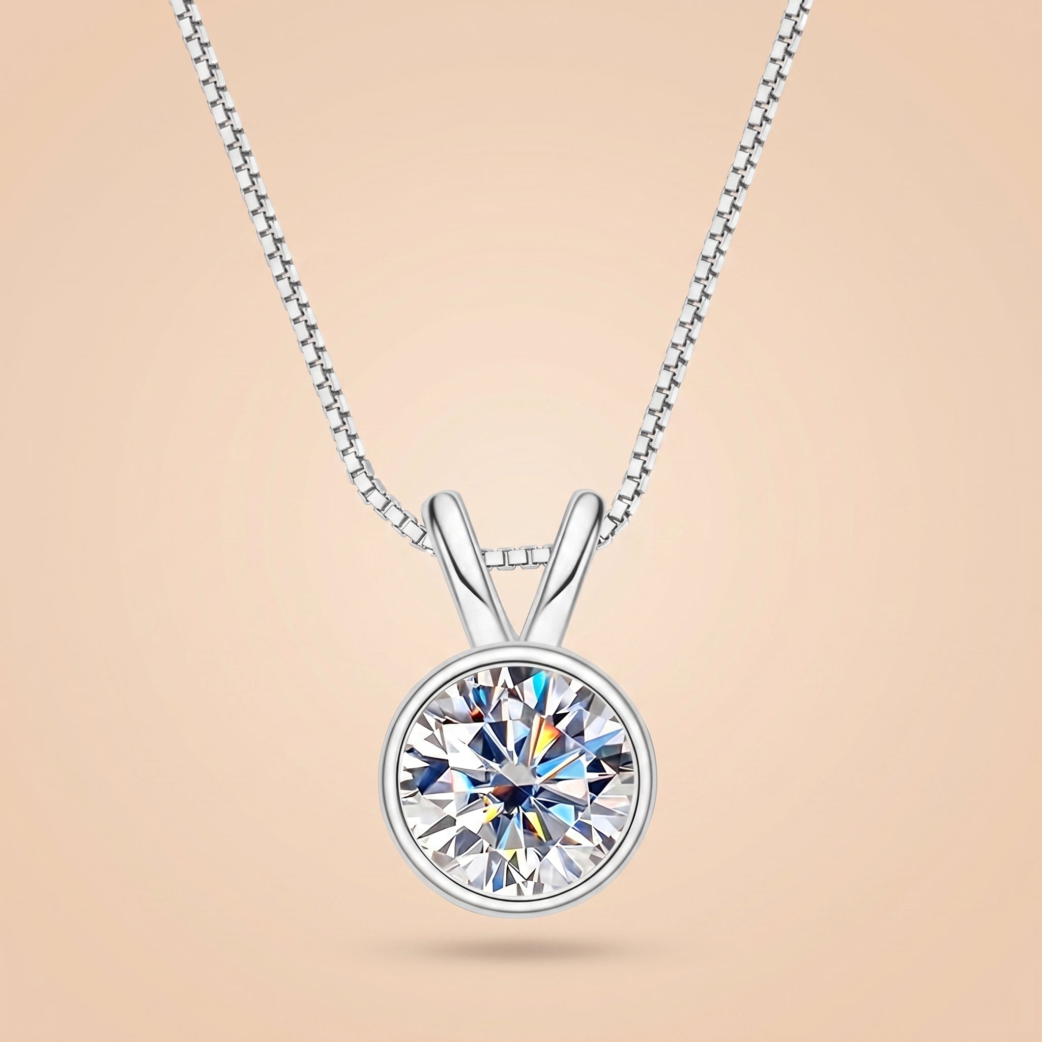 Round Cut Moissanite Pendant Necklace for Women (1/2 ct)