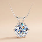 Round Cut Moissanite Pendant Necklace for Women (1/3/5ct)