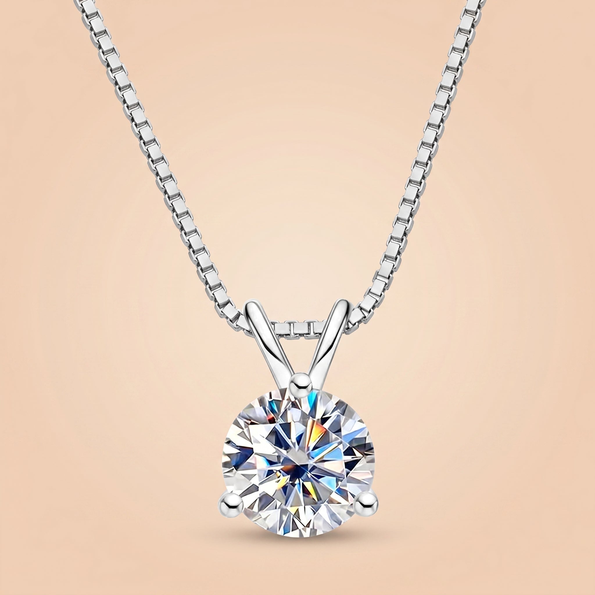 Round Cut Moissanite Pendant Necklace for Women (1 ct)