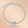 Round Cut Moissanite Silver Adjustable Bracelet for Women