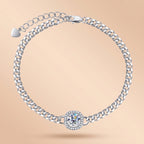 Round Cut Moissanite Silver Adjustable Bracelet for Women