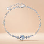 Adjustable Silver Bracelet with Round Cut Moissanite