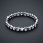 Round Cut Moissanite Silver Tennis Bracelet ( 11.1–13.8 CTTW ) Adjustable Fit