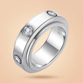 Round Cut Moissanite Spinner Ring 0.36 cttw 925 Sterling Silver