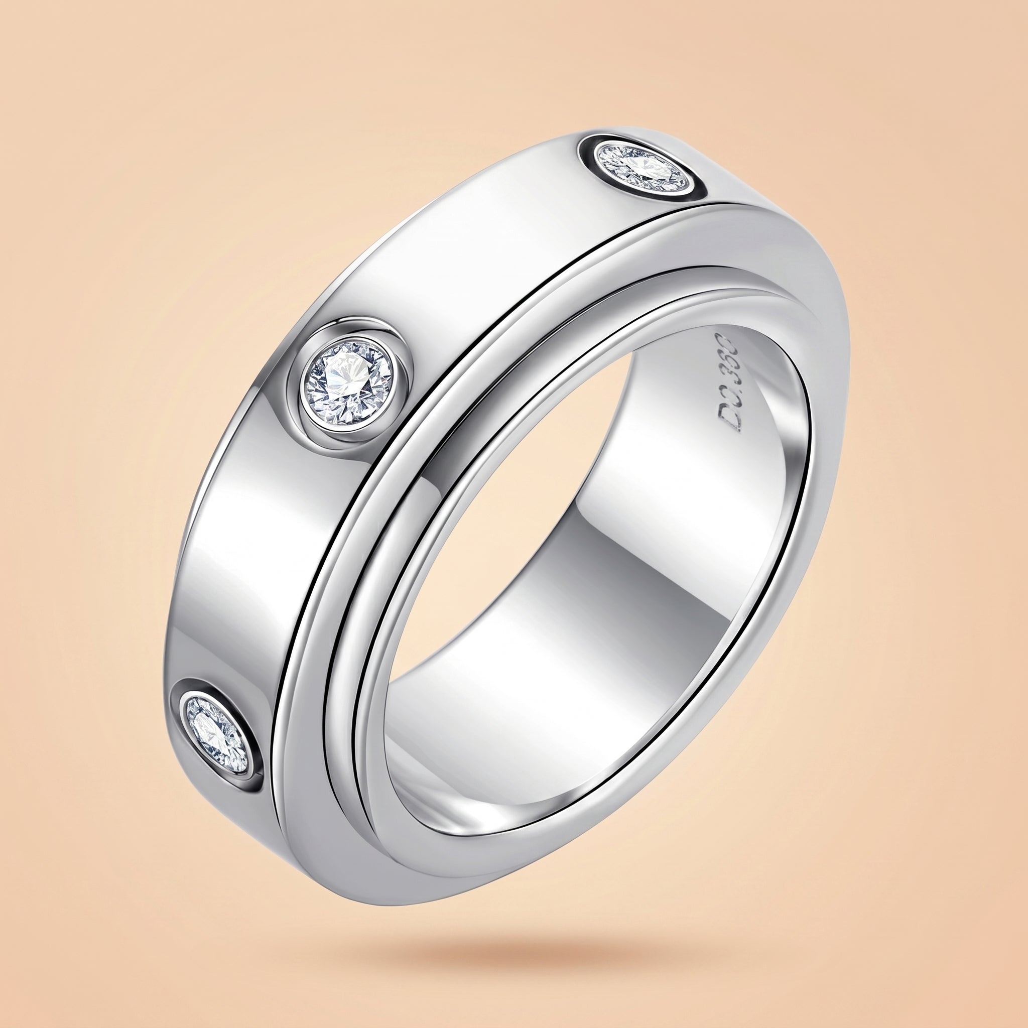 Round Cut Moissanite Spinner Ring 0.36 cttw 925 Sterling Silver