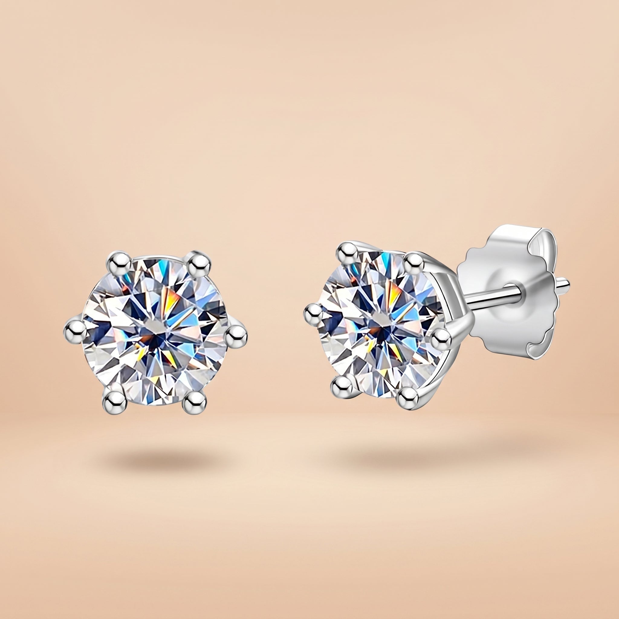 Round Cut Moissanite Stud Earrings (1/2/4/6cttw)for women