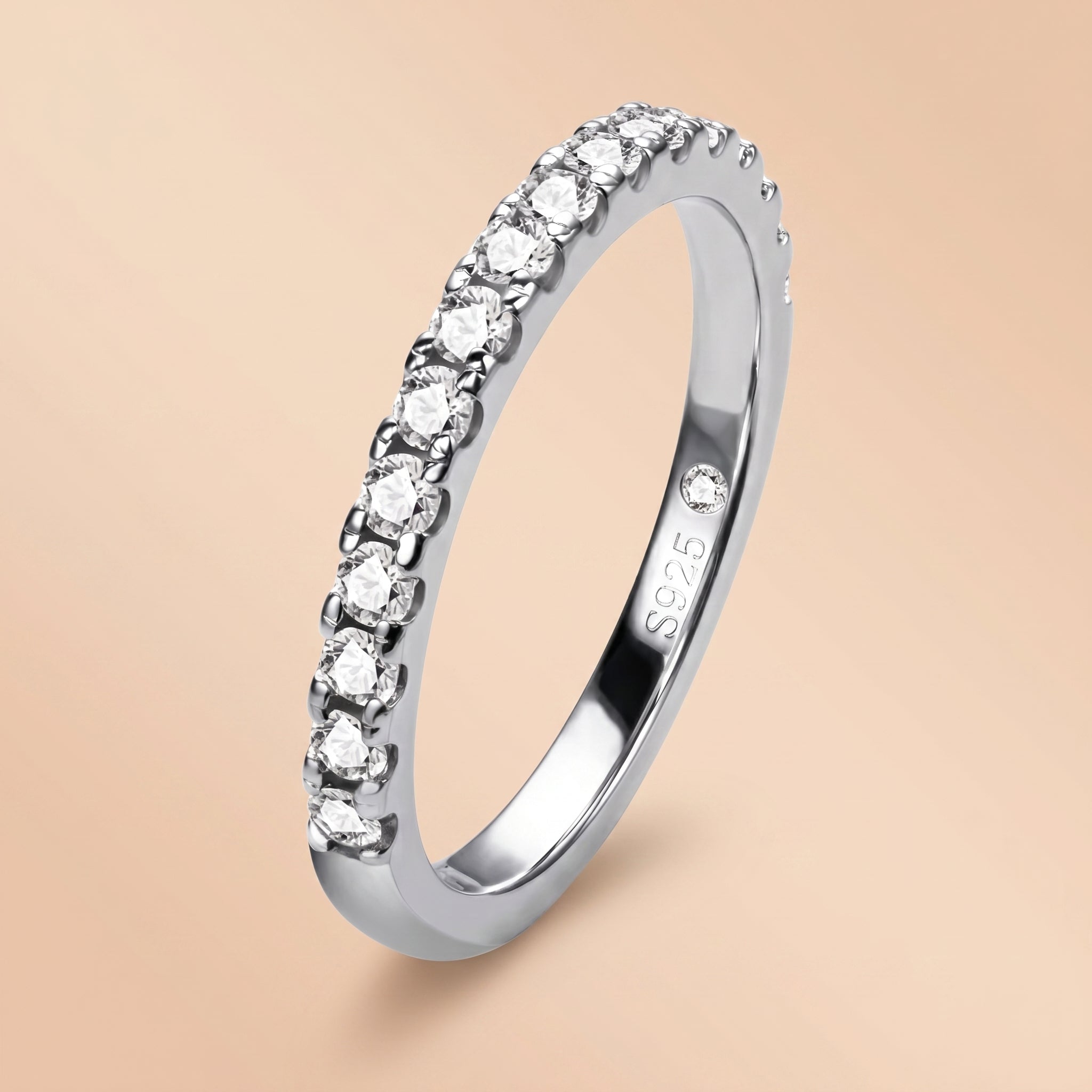 Round Cut Moissanite Wedding Band 0.5 cttw 925 Sterling Silver