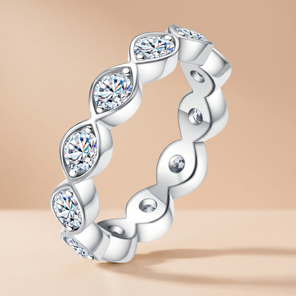3.5 MM D Color VVS1 Round Cut Moissanite Wedding Band model 01