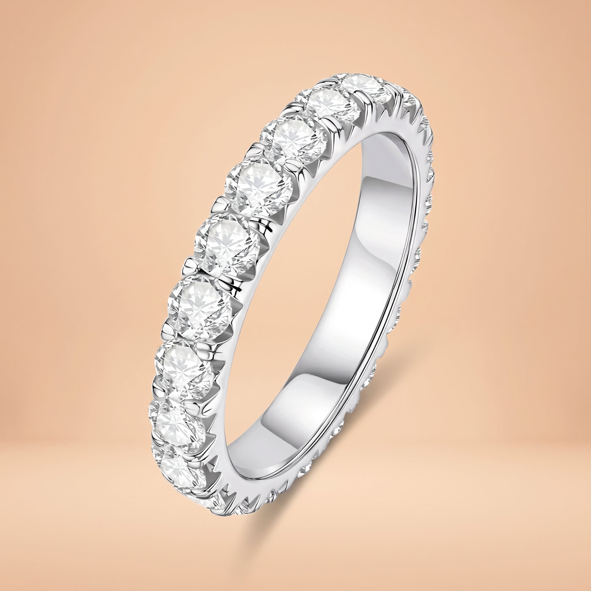 Round Cut Moissanite Wedding Band 2.4cttw 925 Sterling Silver