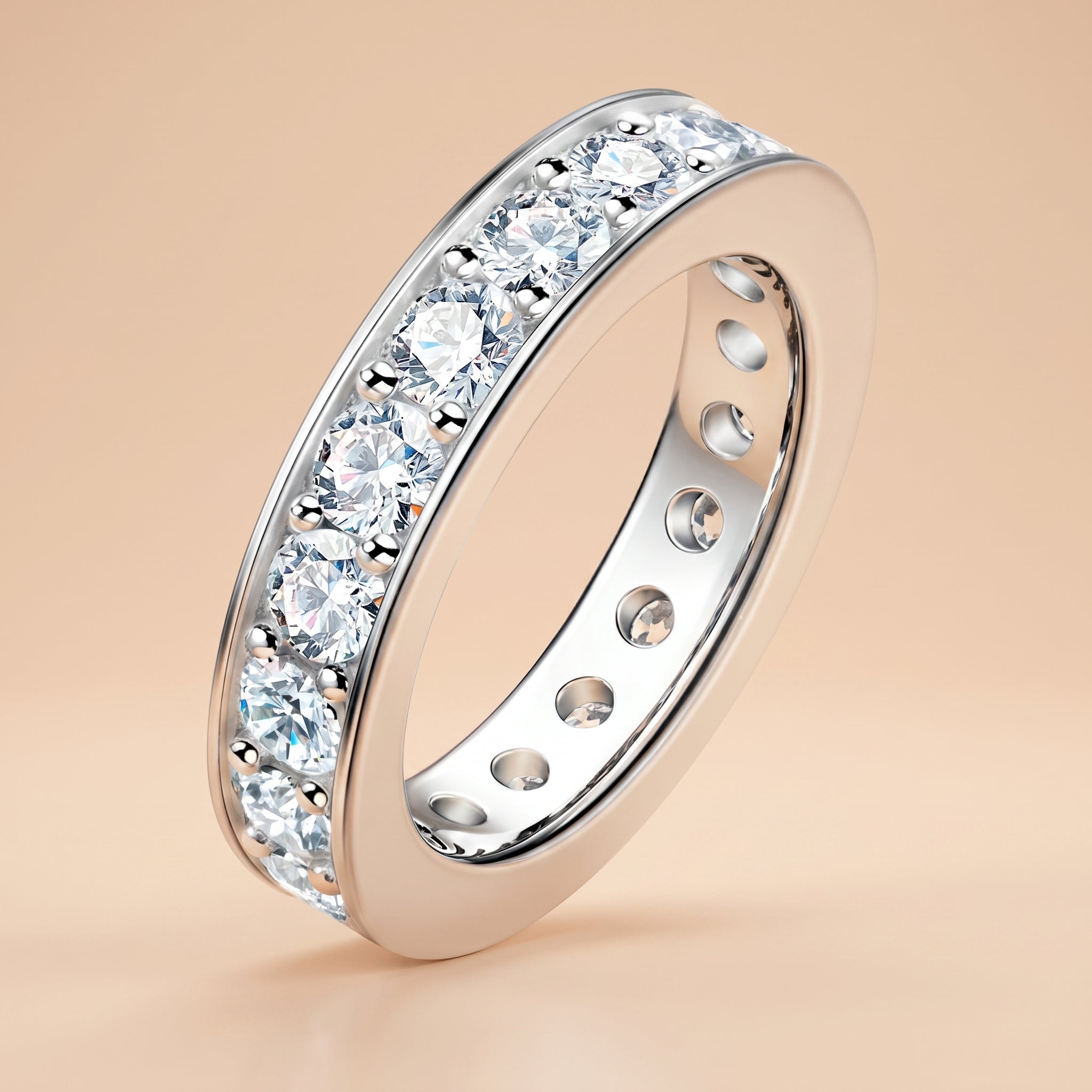 Round Cut Moissanite Wedding Band 4.4 cttw 925 Sterling Silver