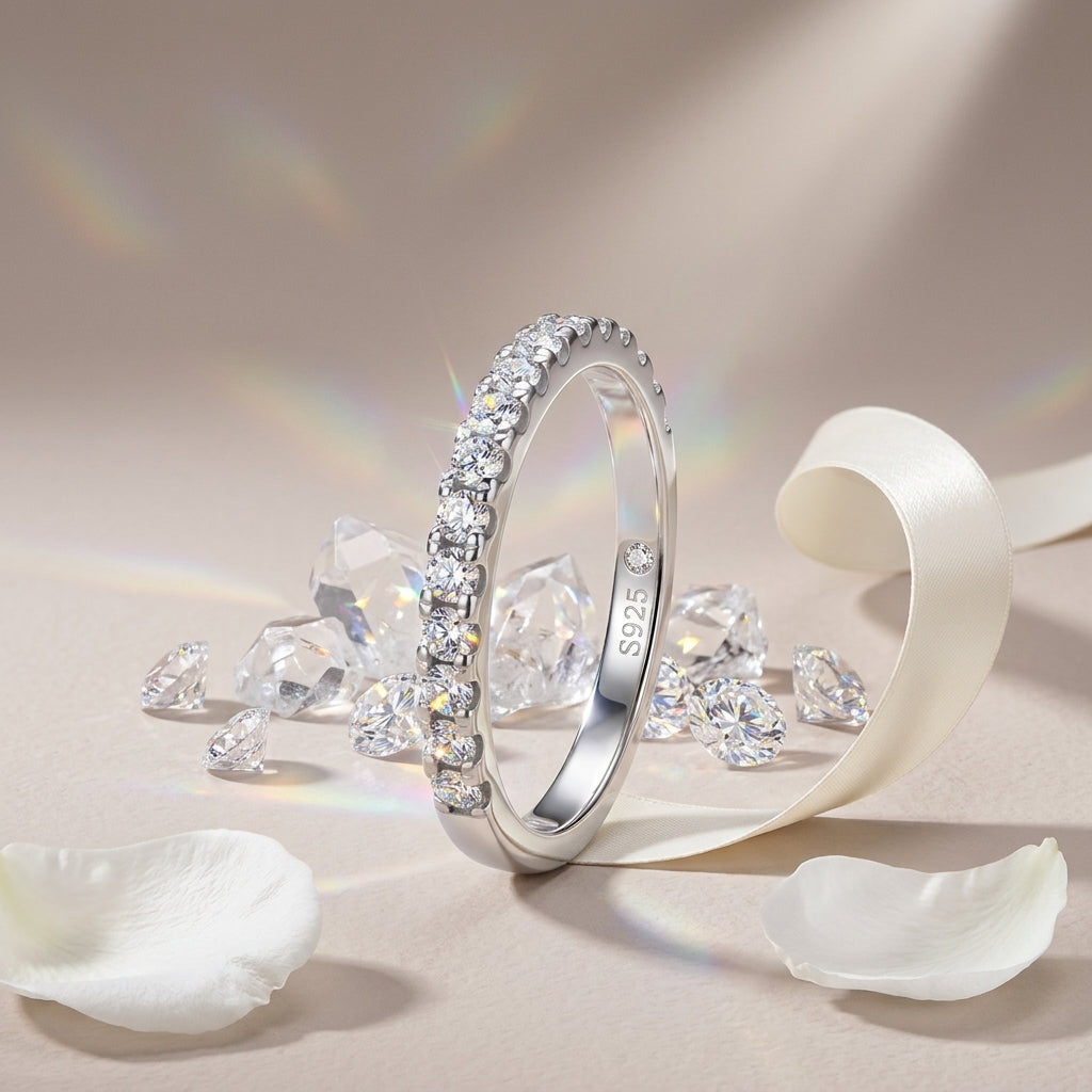 Round Cut 1.9MM D Color Moissanite Wedding Band model 3
