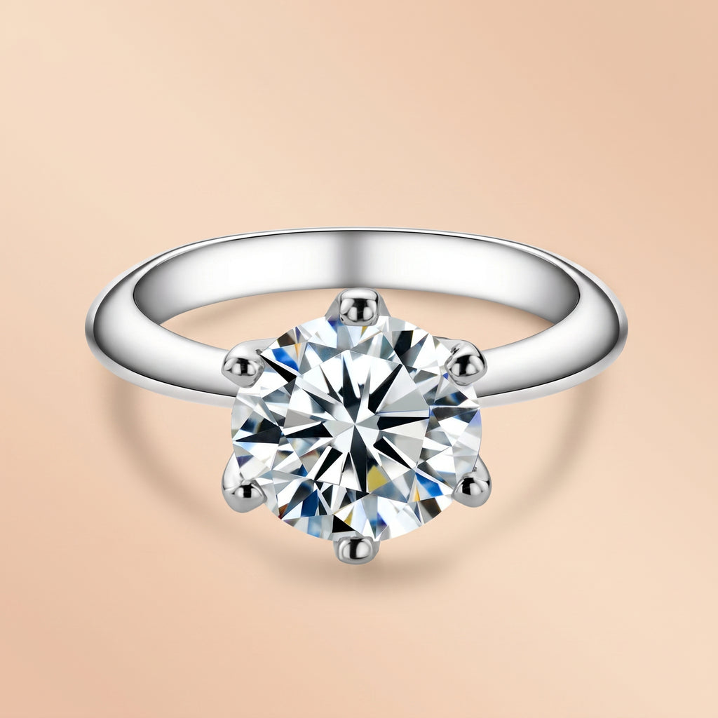 Simple Round Cut Moissanite Engagement Ring (0.5–5CT)