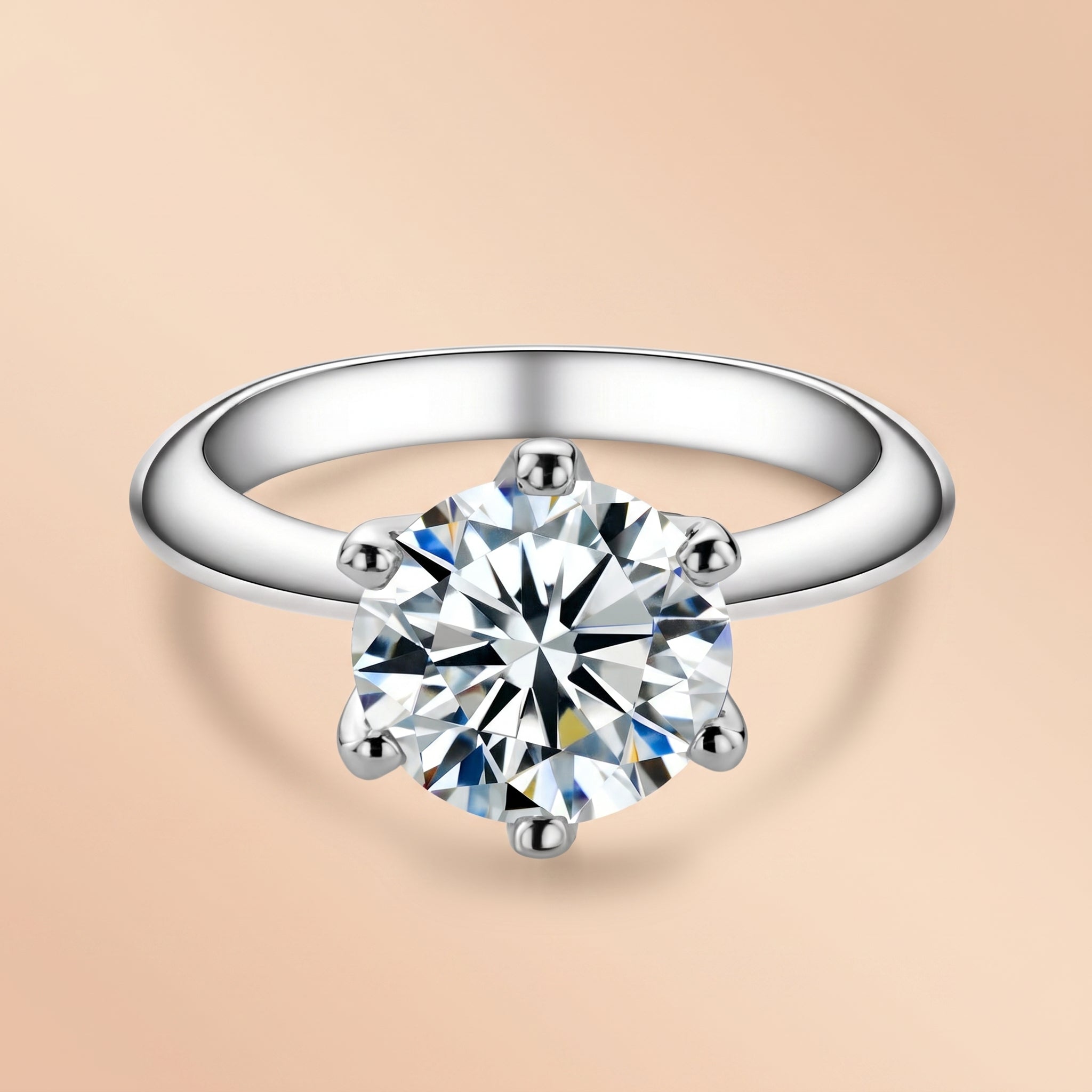 Simple Round Cut Moissanite Engagement Ring (0.5–5CT)