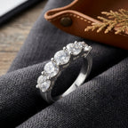 Round Cut 5 Stone Moissanite Wedding Band 1.5cttw 925 Sterling Silver