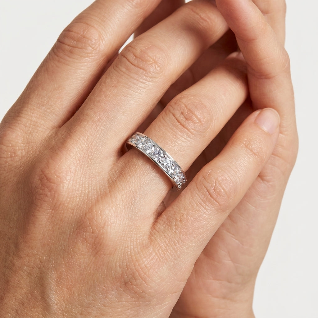 Round Cut Moissanite Wedding Band 3.5 cttw 925 Sterling Silver
model 3