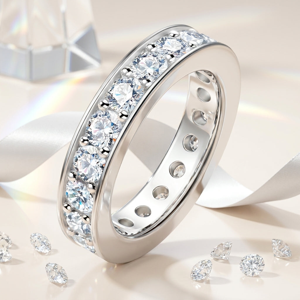 Round Cut Moissanite Wedding Band 3.5 cttw 925 Sterling Silver
model 1