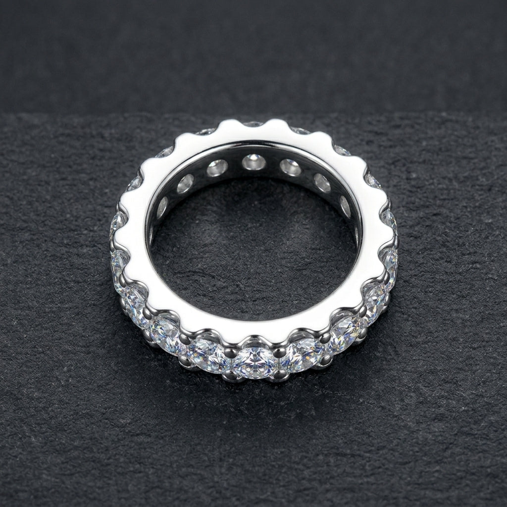 Round Cut Moissanite Wedding Band 5cttw 925 Sterling Silver