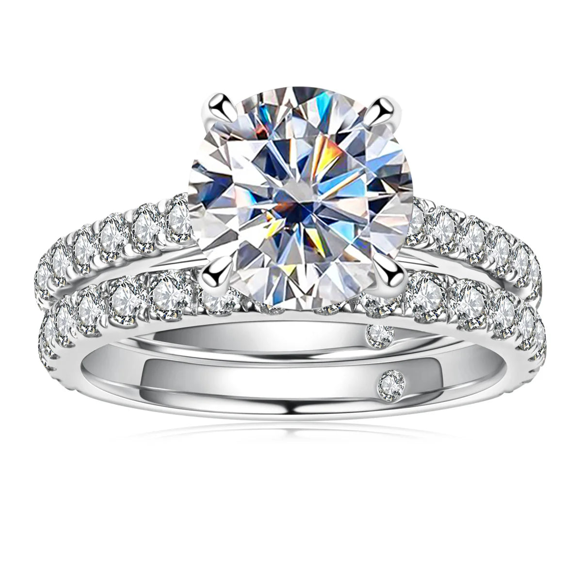 Luxury Round Cut Moissanite Bridal Ring (4.3CTTW) Silver