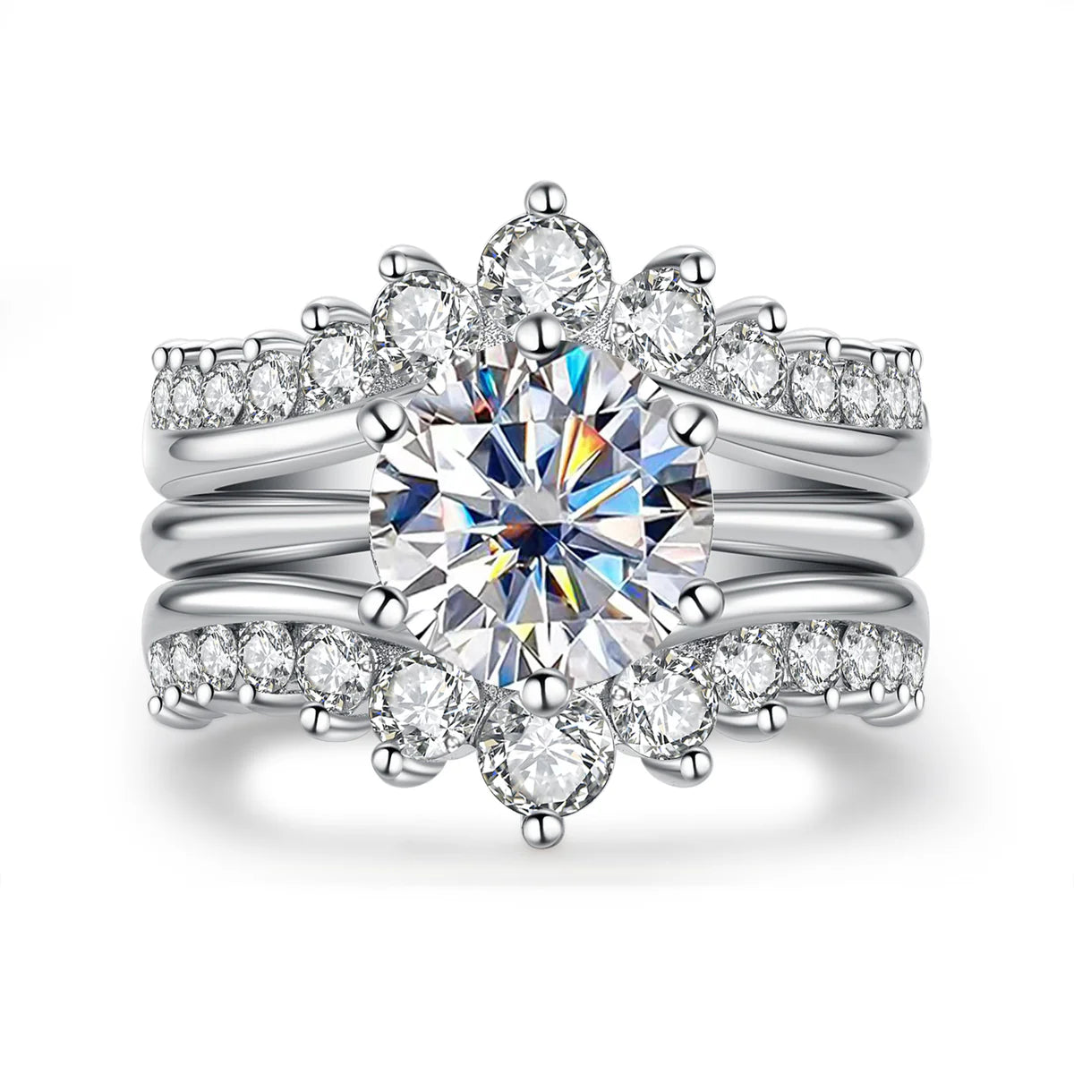 Round Cut Moissanite Wedding Bridal Ring Set (4.52CTTW)