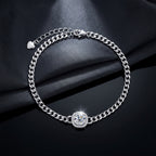 Round Cut Moissanite Silver Adjustable Bracelet for Women