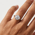 Sterling Silver Round Cut Bezel Moissanite Ring