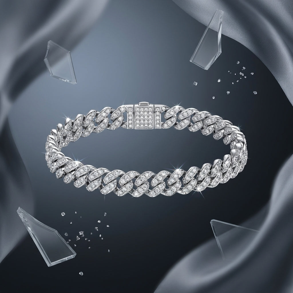 Sterling Silver Twisted Cuban Moissanite Bracelet (1.36–5.17 Ct. Tw)