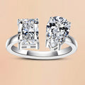 Two-Stone Radiant&Pear Moissanite Engagement Ring (4 cttw) for women