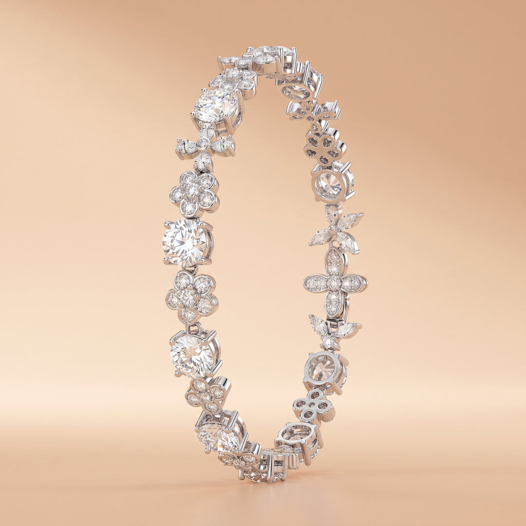 Montore VVS1 D Color 6×6MM Cushion Cut Moissanite Bracelet